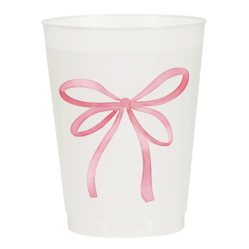 Pink Watercolor Bow Frosted Cups 6CT