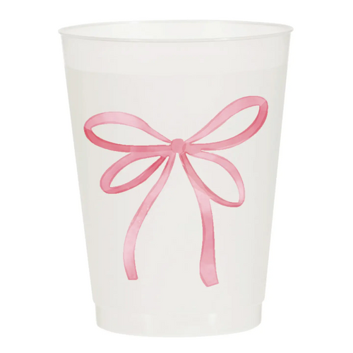 Pink Watercolor Bow Frosted Cups 6CT