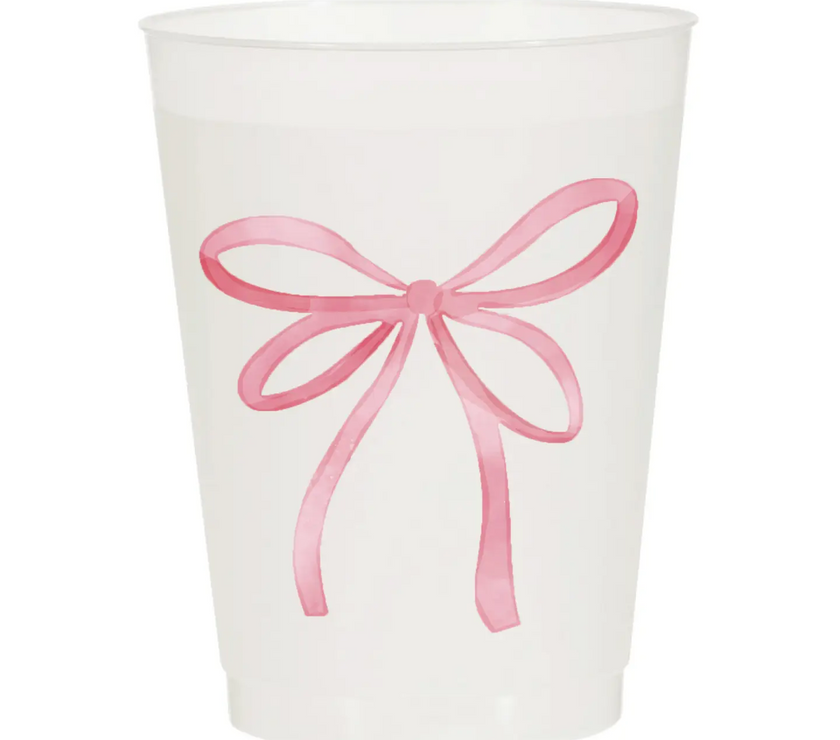 Pink Watercolor Bow Frosted Cups 6CT