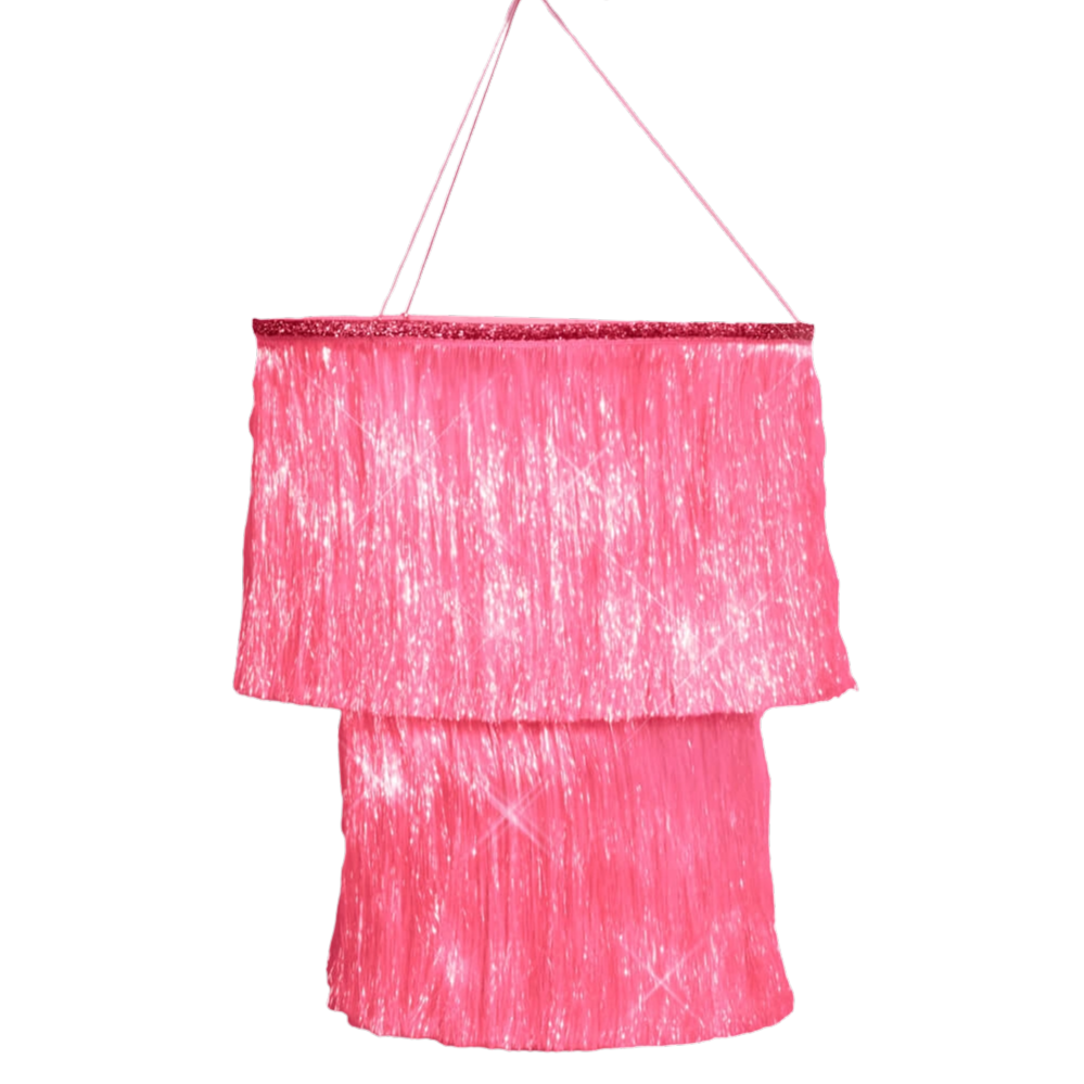 Pink Party Chandelier - iridescent foil 16"x12" fringe