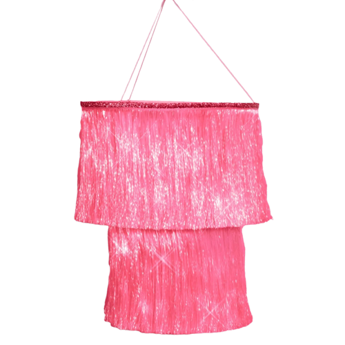 Pink Party Chandelier - iridescent foil 16"x12" fringe