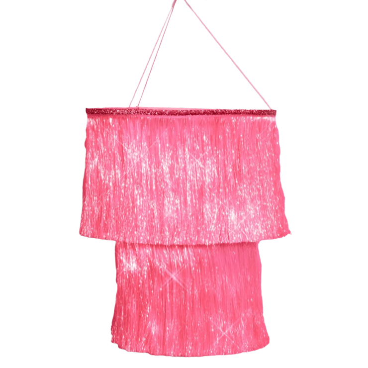 Pink Party Chandelier - iridescent foil 16"x12" fringe