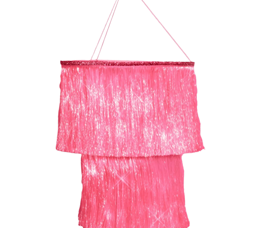 Pink Party Chandelier - iridescent foil 16"x12" fringe