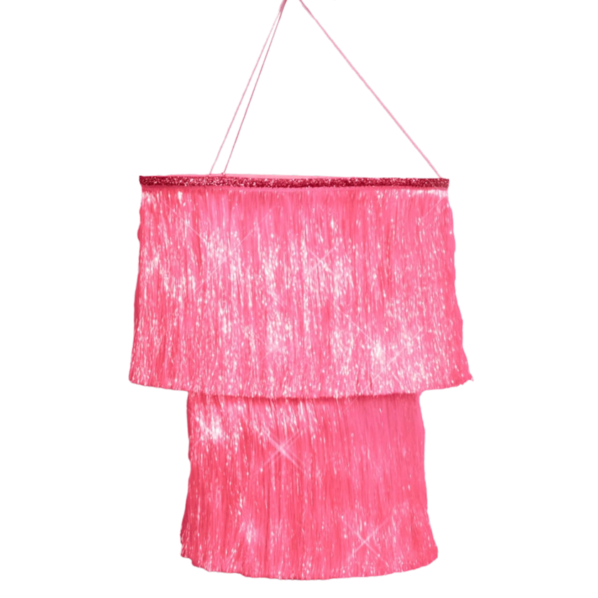 Pink Party Chandelier - iridescent foil 16"x12" fringe