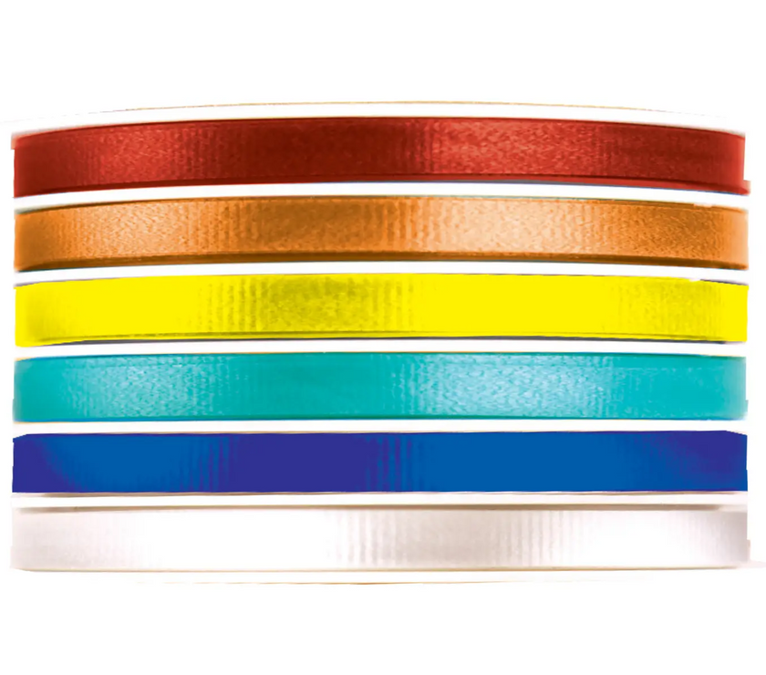 Red, Orange, Yellow, Turquoise, Royal and White Ribbon