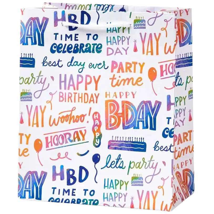 Happy Birthday Rainbow Script Medium Gift Bag