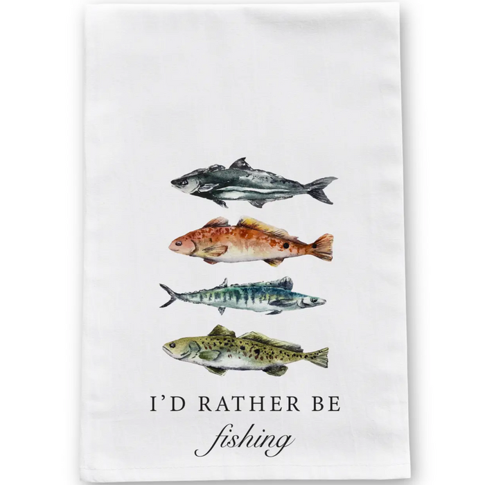 I'd Rather Be Fishing Tea Towel