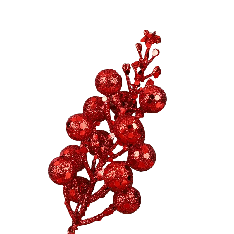 Red Metallic Berry Sprig