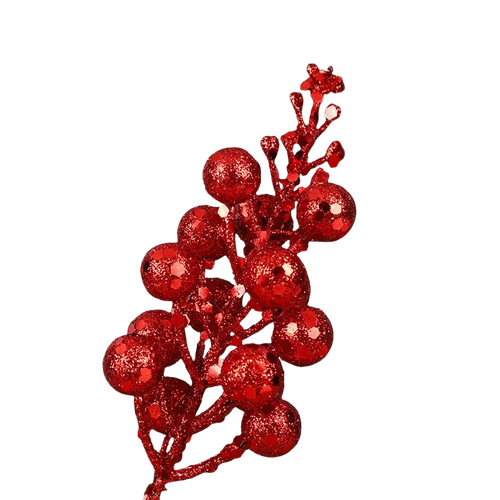 Red Metallic Berry Sprig