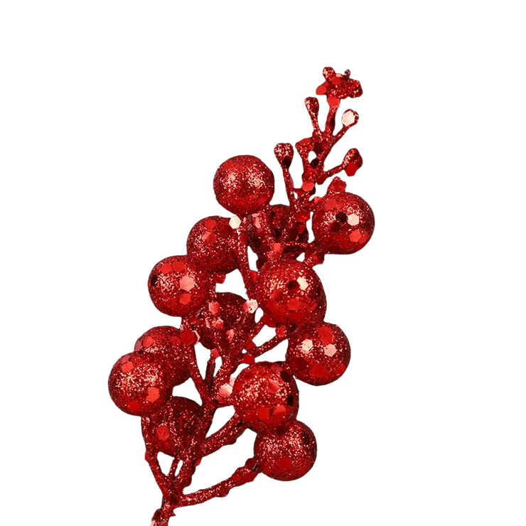 Red Metallic Berry Sprig