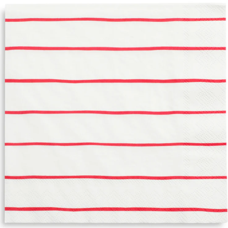 Frenchie Red Striped Luncheon Napkins 16CT