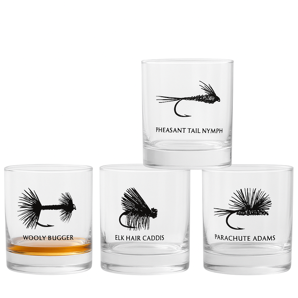 Fly Fishing Rocks Glass - Assorted Designs