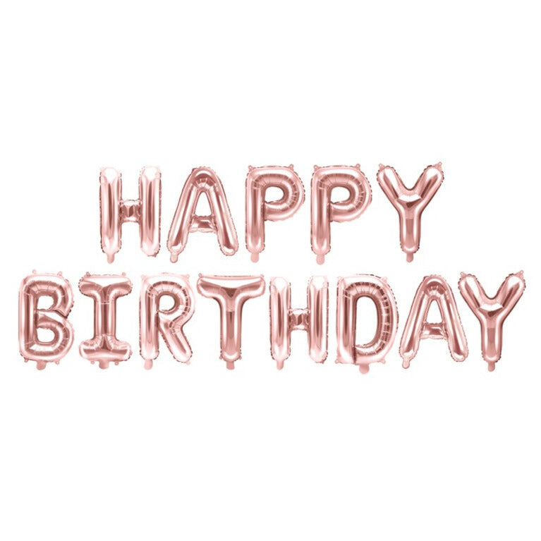 Rose Gold Happy Birthday Foil Balloon Banner