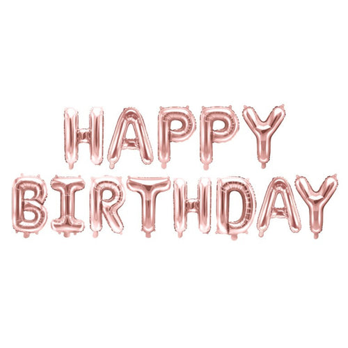 Rose Gold Happy Birthday Foil Balloon Banner