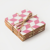 Rosette Pink and Ivory Coasters - Set of 4