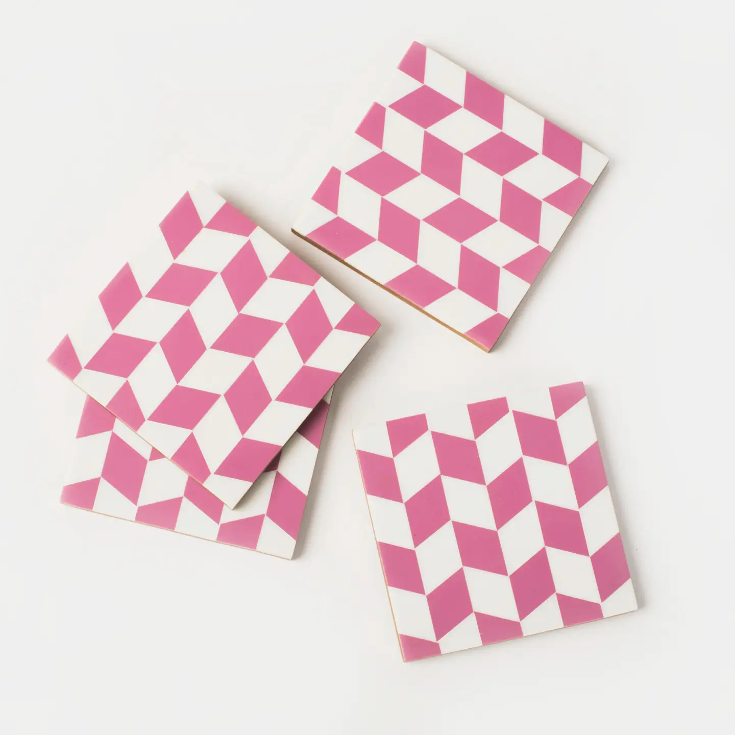 Rosette Pink and Ivory Coasters - Set of 4