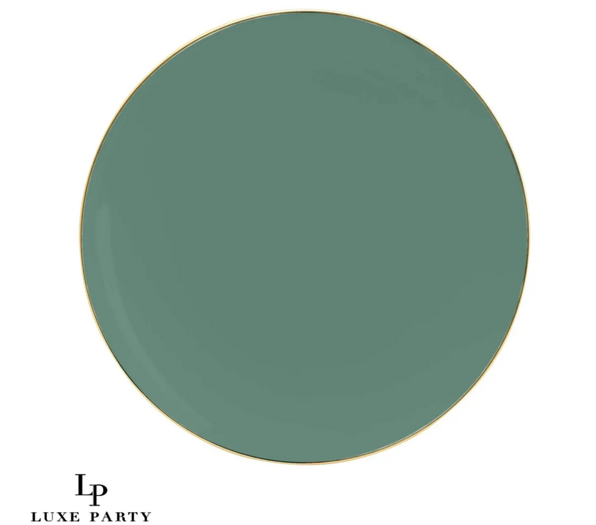 Sage Green Plastic Appetizer Plates with Gold Trim 10CT
