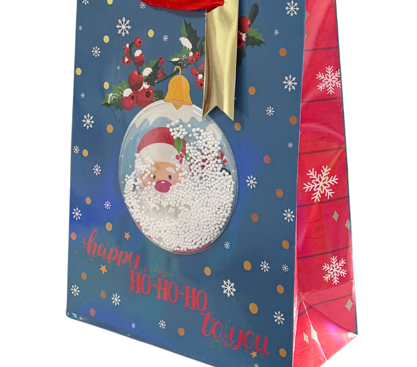 Snowglobe Santa Large Gift Bag