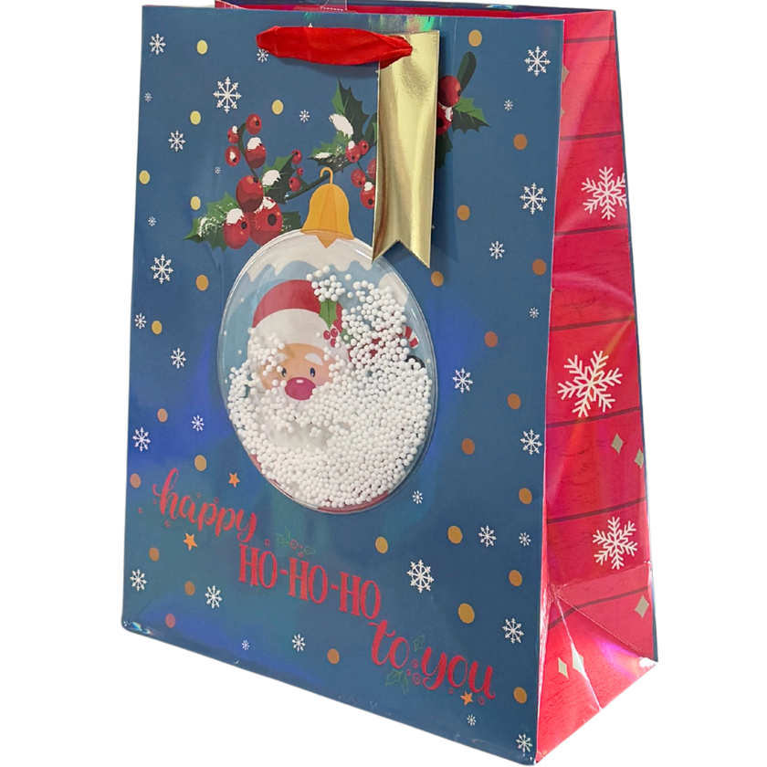 Snowglobe Santa Large Gift Bag