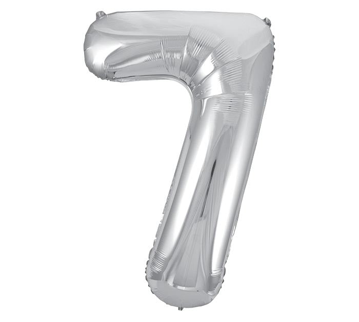 Number 7 Silver 34" Mylar Balloon