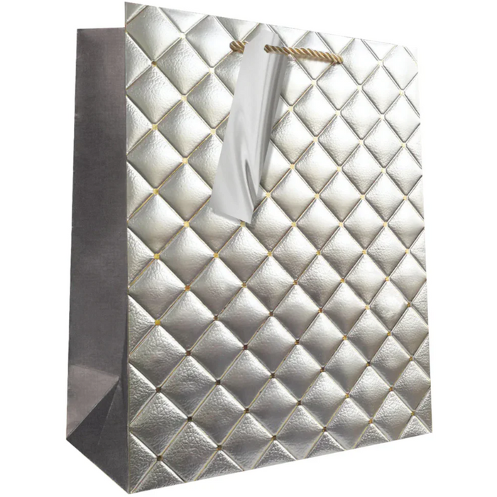 Large Quilted Silver Gift Bag