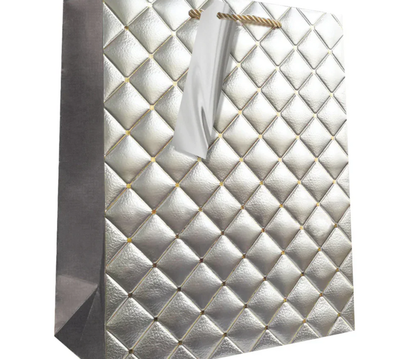 Large Quilted Silver Gift Bag