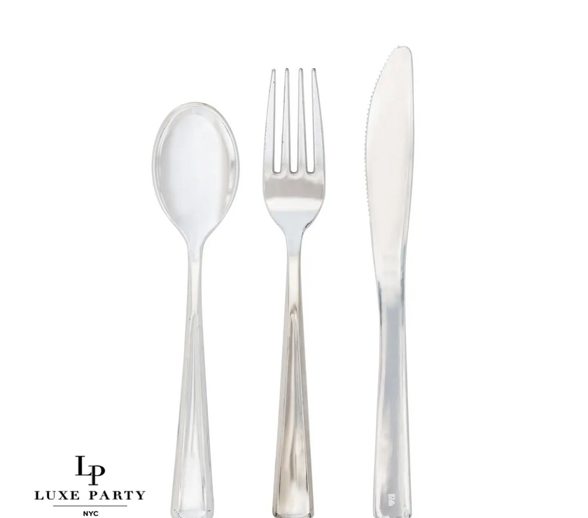 Silver Premium Plastic Cutlery Combo Set - 140 Pieces
