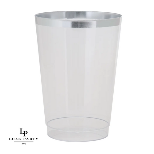 Clear Plastic Cups with Silver Trim 20CT