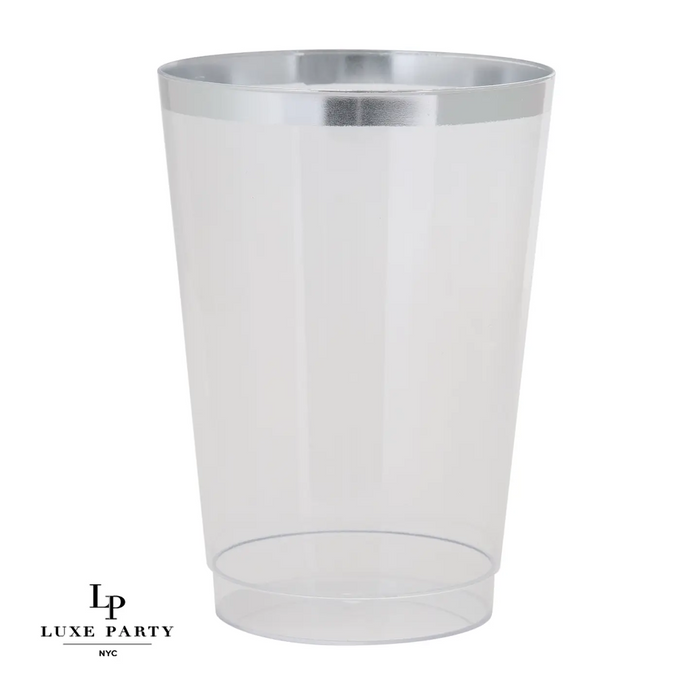 Clear Plastic Cups with Silver Trim 20CT