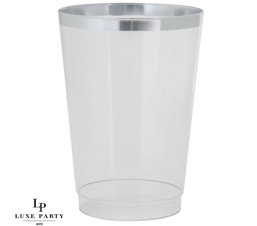 Clear Plastic Cups with Silver Trim 20CT