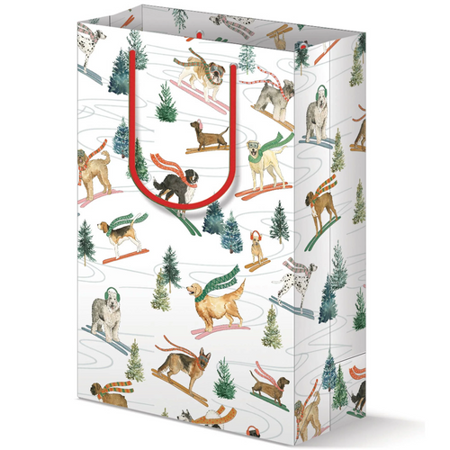 Holiday Skiing Dogs Gift Bag