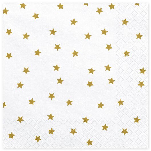 White and Gold Star Napkins 20CT