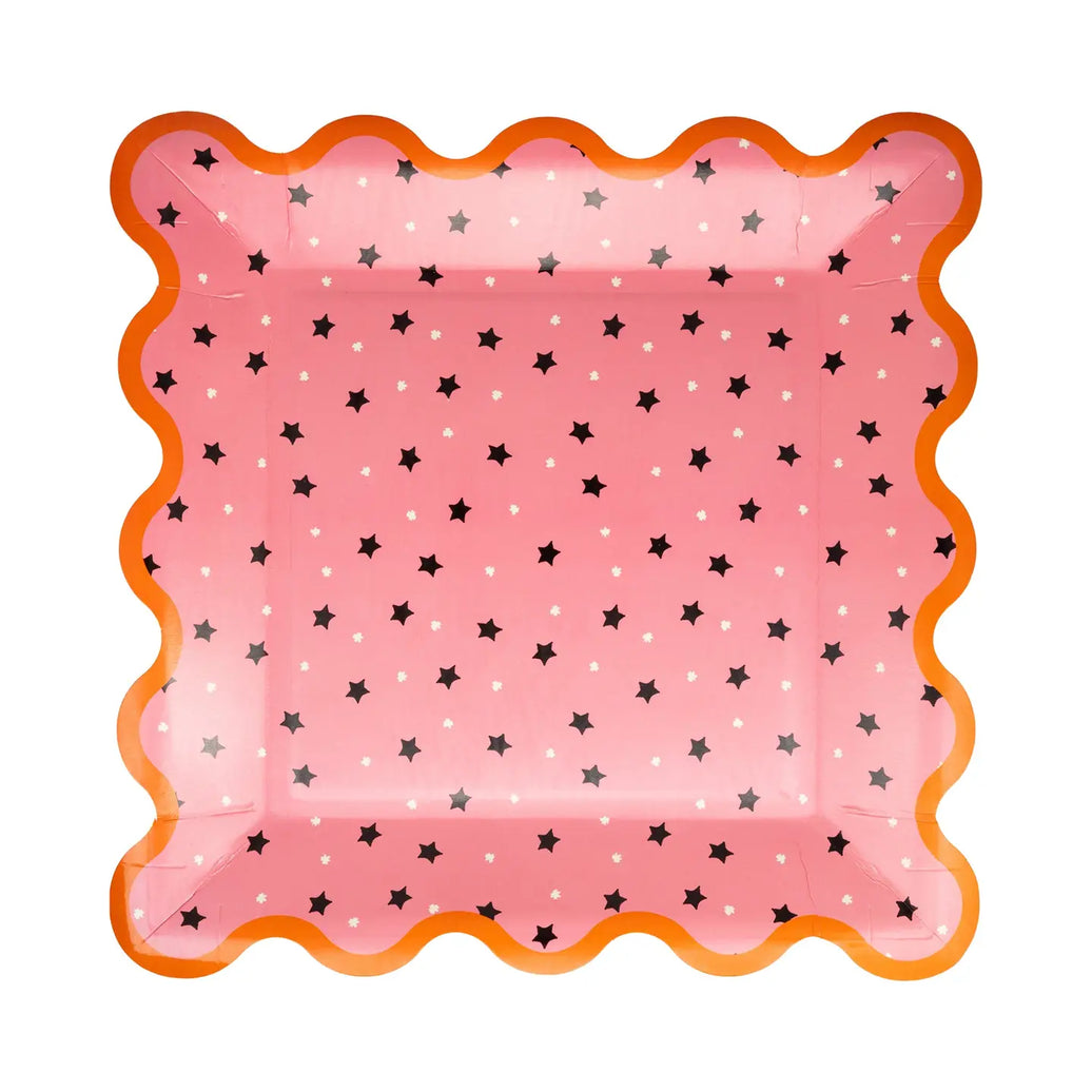 Pink with Black Star Paper Plates 8CT