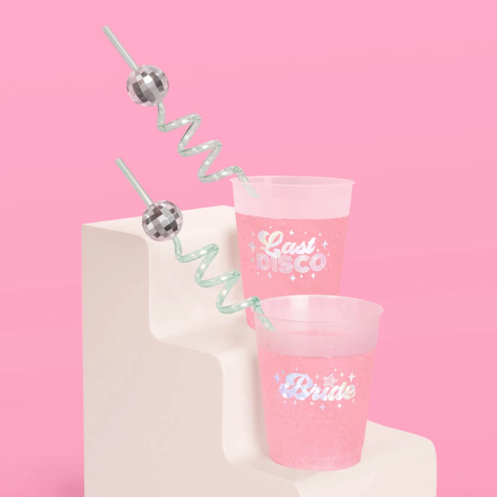 Reusable Disco Ball Party Swirly Straws