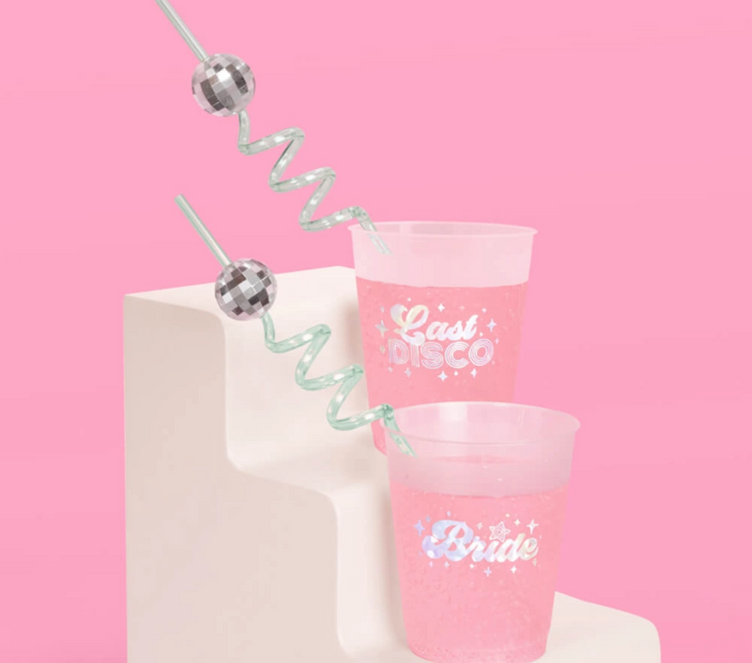 Reusable Disco Ball Party Swirly Straws