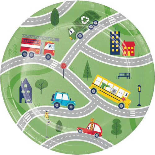 Transportation Time City Life Dessert Plates 8CT