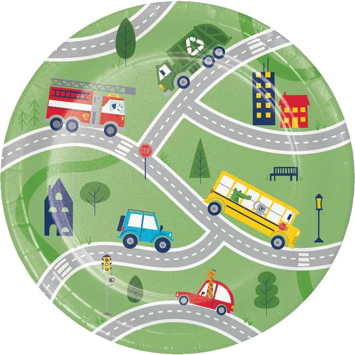 Transportation Time City Life Dessert Plates 8CT