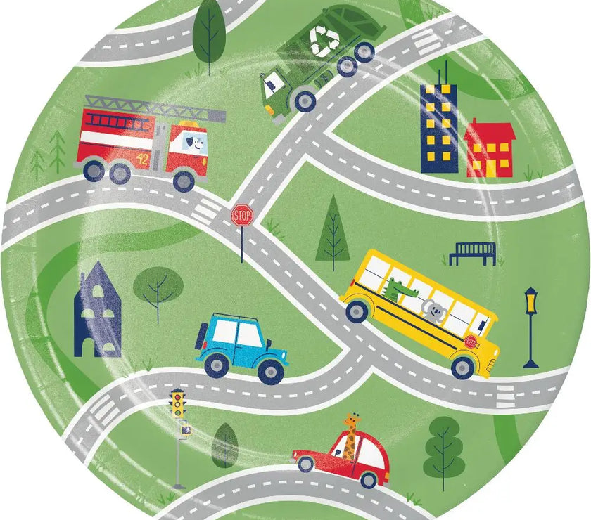 Transportation Time City Life Dessert Plates 8CT