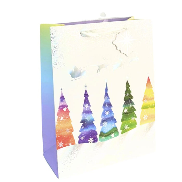 Rainbow Christmas Trees Large Gift Bag
