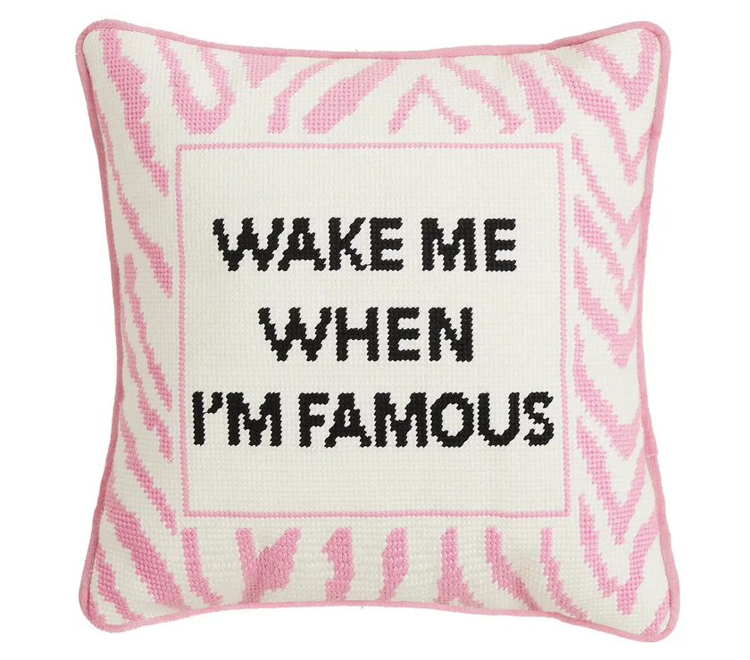 Wake When Famous Embroidered Pillow