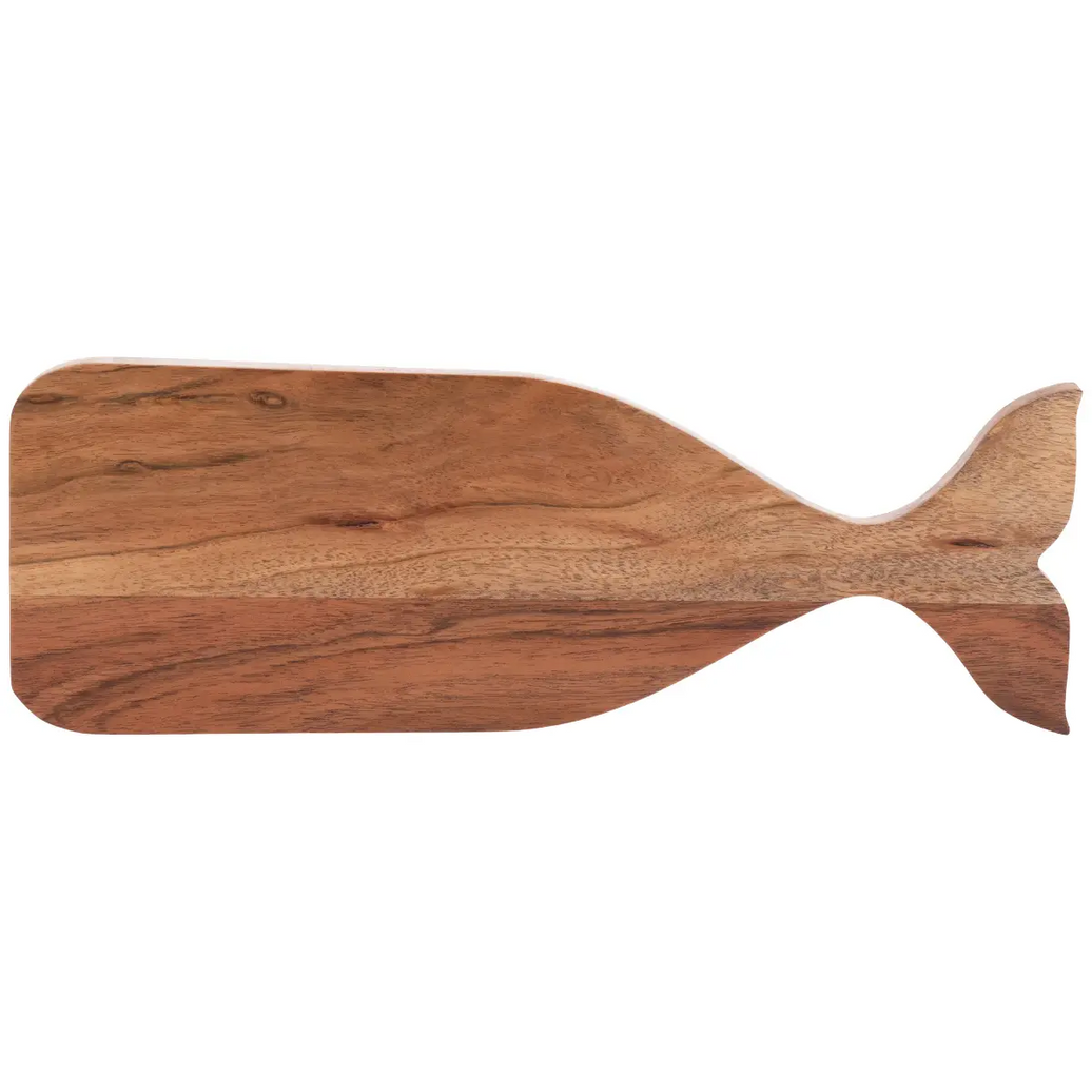 12.75" Whale Acacia Wood Tray