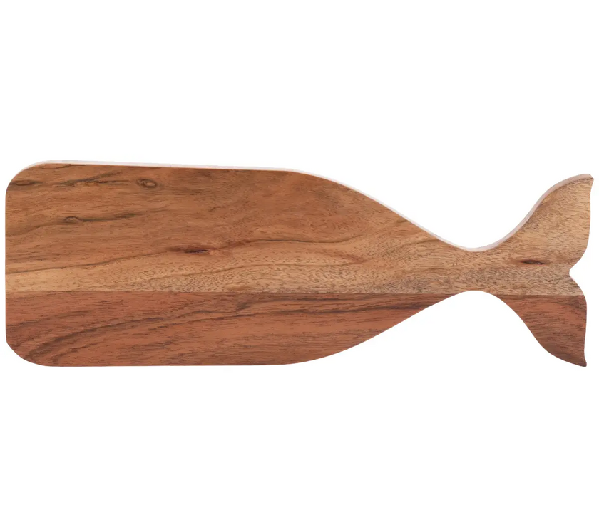 12.75" Whale Acacia Wood Tray